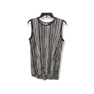 Vince Camuto Women's Black & White‎ Crinkle Hi Low Tank Top Size S